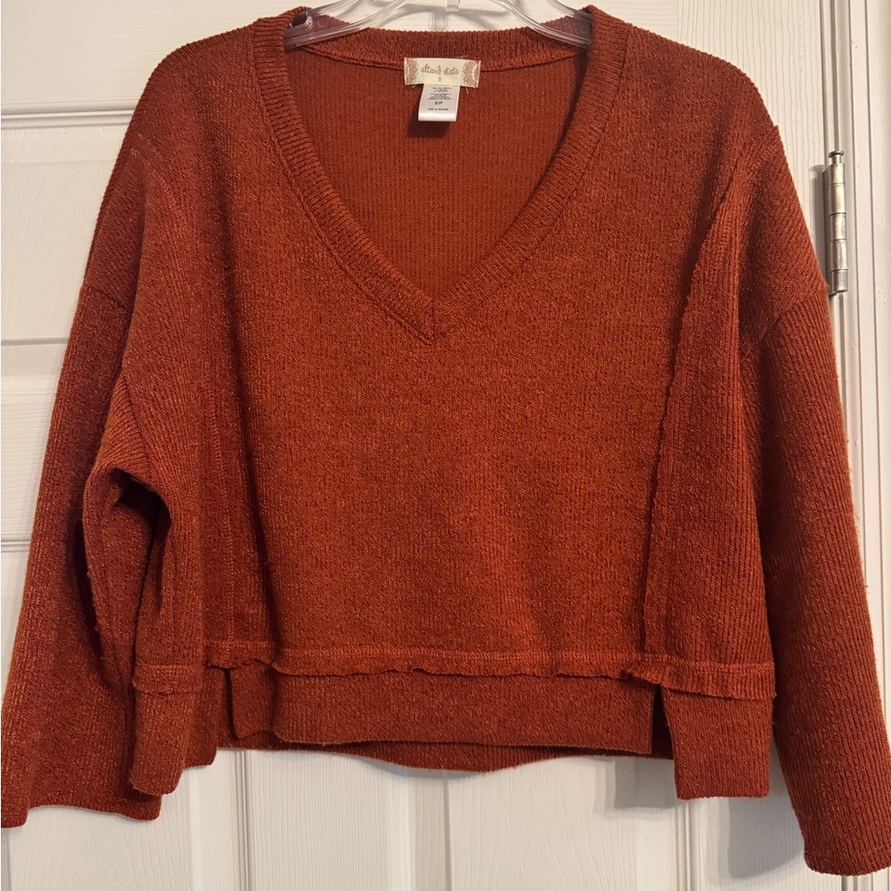 Altar'd State Terracotta V-Neck Sweater